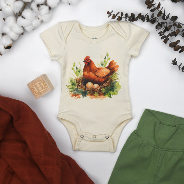 Organic Cotton Short Sleeve Baby Bodysuit, Olive Organic Earthy Clothing